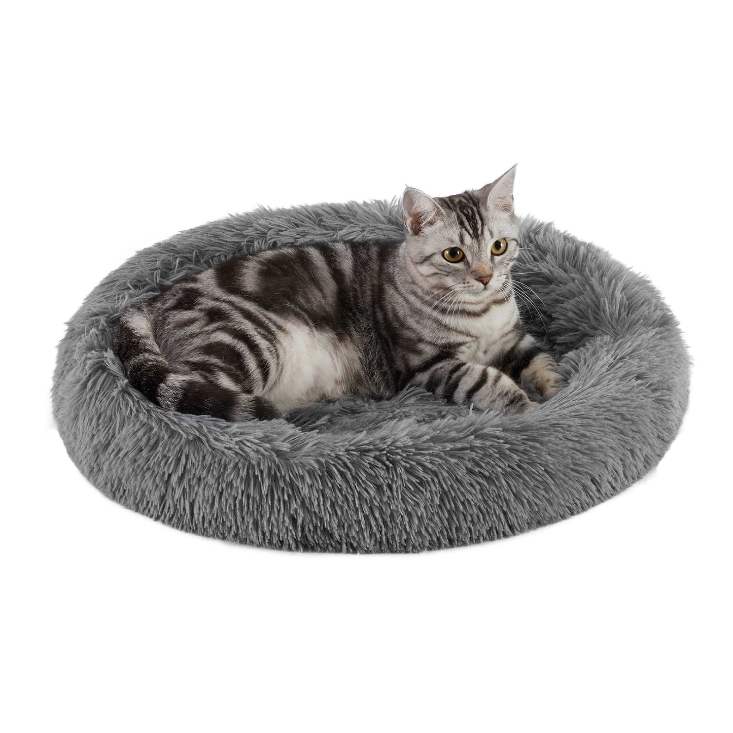 Best Friends by Sheri Calming Oval Cat Bed Pad Shag Grey Faux Fur 21" x 19"