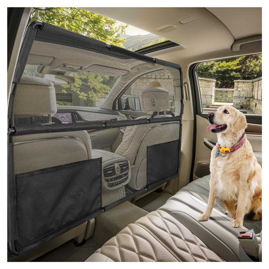 Farafox Dog Barrier for Car50" Wide Dog Car Barrier for Trucks SUV Sedans Pet Mesh Restraint Car BackseatBackseat Divider Crossover Front Car Travel Back Seat Barricade Partition
